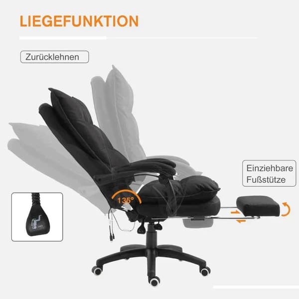 Rootz Kontorstol - Massage Kontorstol - Massagefunktion - Højdejusterbar - Nylon - Sort - 70 x 62 x 120-130 cm