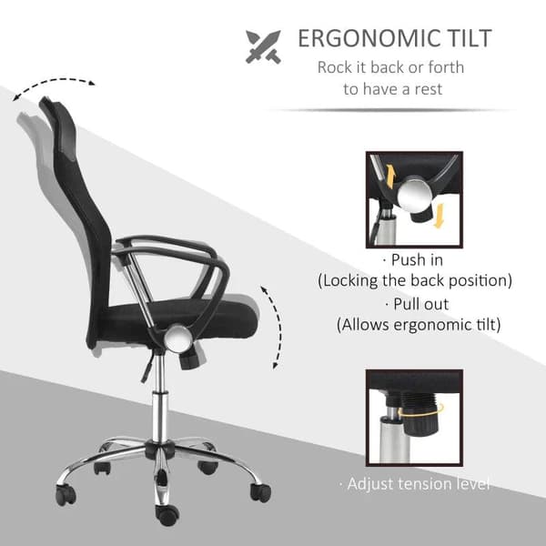Rootz Office Chair - Gaming Chair - Desk Chair - Swivel Chair With Rocker Function - Height Adjustable - Foam - Black