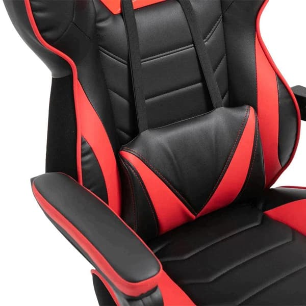 Rootz Gaming Chair - Ergonomisk kontorsstol - Snurrstol - Justerbar rygg - Skum+PU Läder+Metal, Svart+Röd