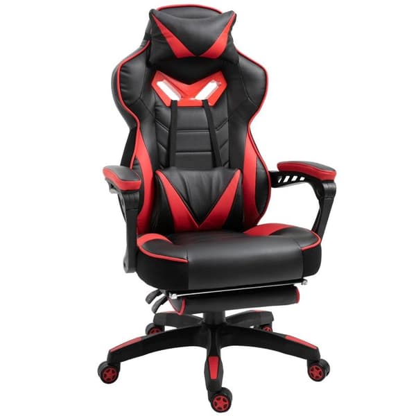 Rootz Gaming Chair - Ergonomisk kontorsstol - Snurrstol - Justerbar rygg - Skum+PU Läder+Metal, Svart+Röd