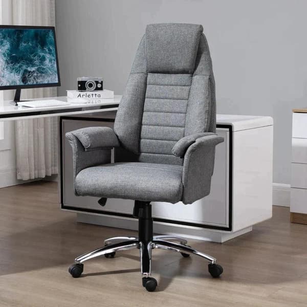 Rootz Drejestol - Executive Chair - Kontorstol - Skrivebordsstol - Højdejusterbar - Stof + Metal - Grå - 68x69x116-126cm