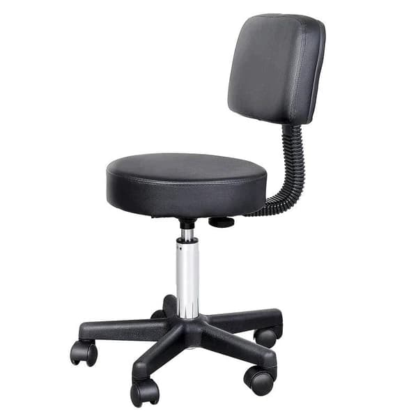 Rootz Rolling Stool - Work Stool - Cosmetic Stool - Swivel Stool - Salon Stool - Black