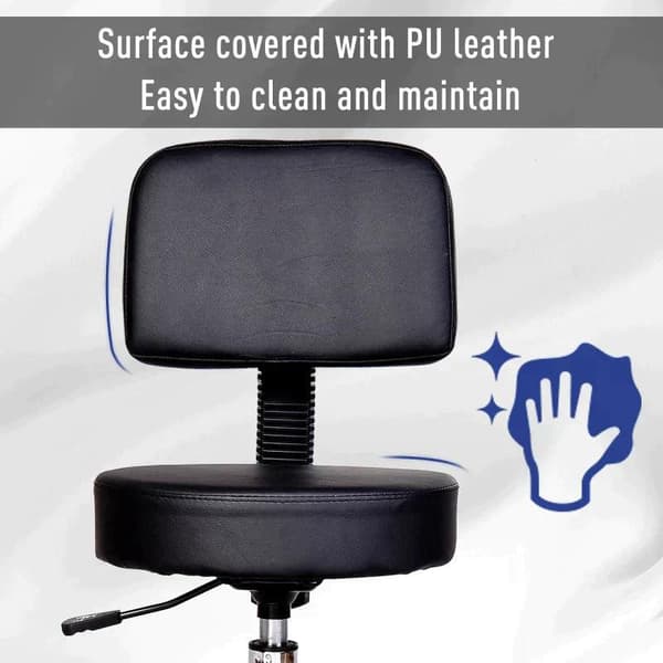 Rootz Rolling Stool - Work Stool - Cosmetic Stool - Swivel Stool - Salon Stool - Black