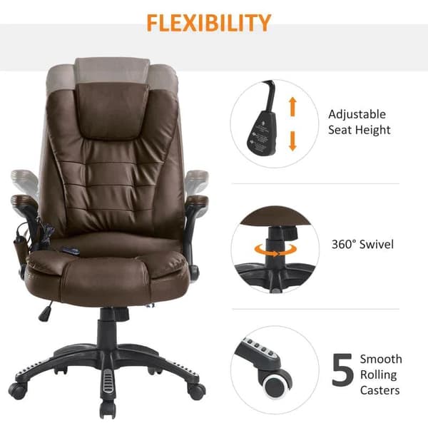 Rootz Office Chair - Vibrating Massage Chair - Massage Chair - Gaming Chair - Computer Chair - Leather - Brown