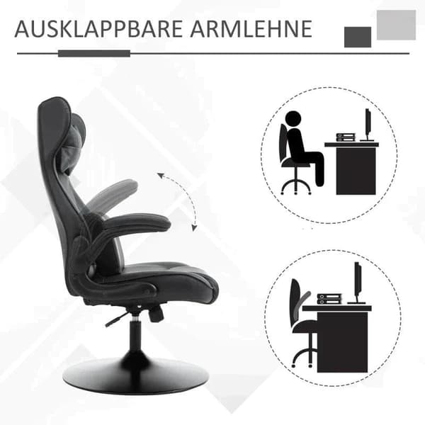 Rootz Gaming Chair - Datorstol - Kontorsstol - Skrivbordsstol - Snurrstol - Svart - 67x75x112 cm