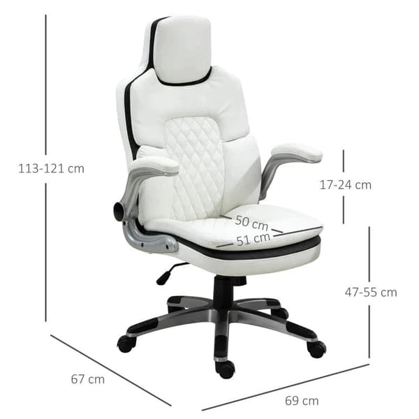 Rootz-työtuoli - Ergonominen toimistotuoli - Pöytätuoli - Taitettavat käsinojat - Korkeussäädettävä - Paksu pehmustettu tuoli - 69 x 67 x 113-121 cm