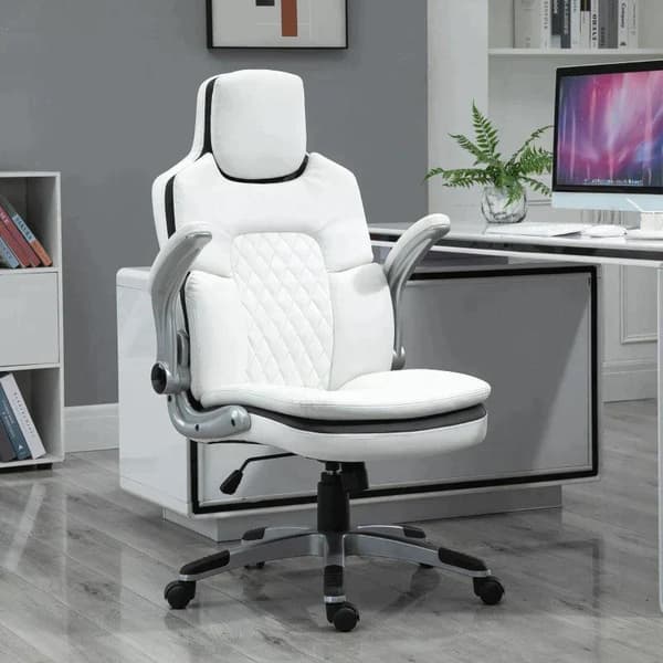 Rootz-työtuoli - Ergonominen toimistotuoli - Pöytätuoli - Taitettavat käsinojat - Korkeussäädettävä - Paksu pehmustettu tuoli - 69 x 67 x 113-121 cm