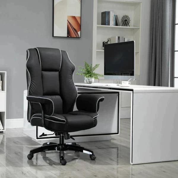Rootz-toimistotuoli - Pöytätuoli - Ergonominen työtuoli - Kääntyvä tuoli - Käsinojat - Korkeussäädettävä - Musta - 76 x 80 x 118-124 cm