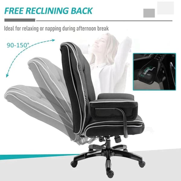 Rootz-toimistotuoli - Pöytätuoli - Ergonominen työtuoli - Kääntyvä tuoli - Käsinojat - Korkeussäädettävä - Musta - 76 x 80 x 118-124 cm