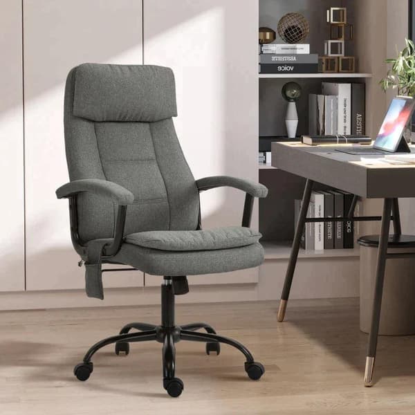 Rootz-toimistotuoli - Hierontatuoli - Executive-tuoli - Pelituoli - Kääntötuoli - Harmaa - 63 x 70 x 112-121 cm