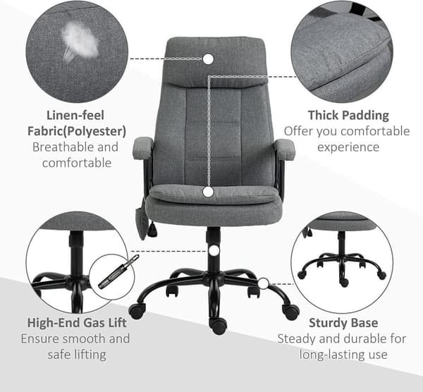Rootz-toimistotuoli - Hierontatuoli - Executive-tuoli - Pelituoli - Kääntötuoli - Harmaa - 63 x 70 x 112-121 cm