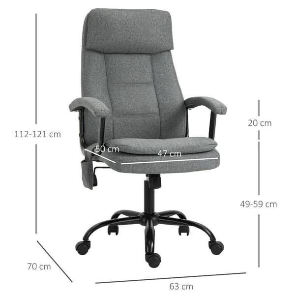 Rootz-toimistotuoli - Hierontatuoli - Executive-tuoli - Pelituoli - Kääntötuoli - Harmaa - 63 x 70 x 112-121 cm