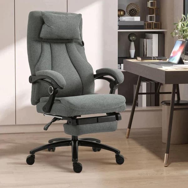 Rootz Kontorstol - Massagestol - Executive Chair - Gaming Chair - Drejestol - Grå - 60 x 68 x 109-117 cm
