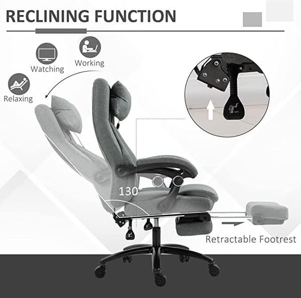 Rootz Kontorstol - Massagestol - Executive Chair - Gaming Chair - Drejestol - Grå - 60 x 68 x 109-117 cm