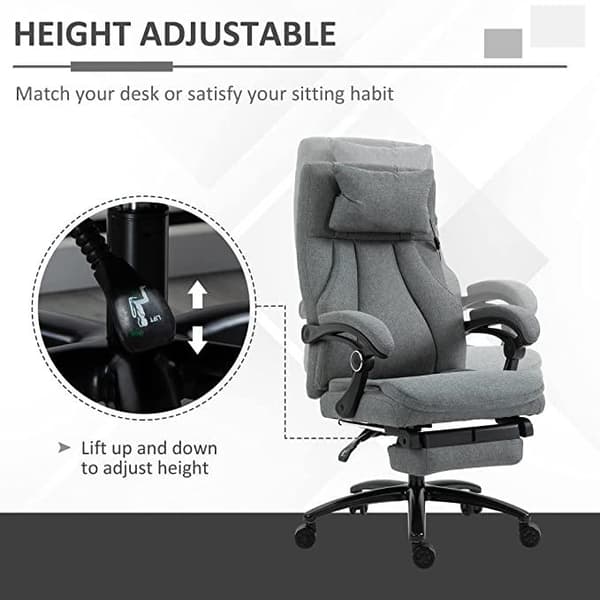 Rootz Kontorstol - Massagestol - Executive Chair - Gaming Chair - Drejestol - Grå - 60 x 68 x 109-117 cm