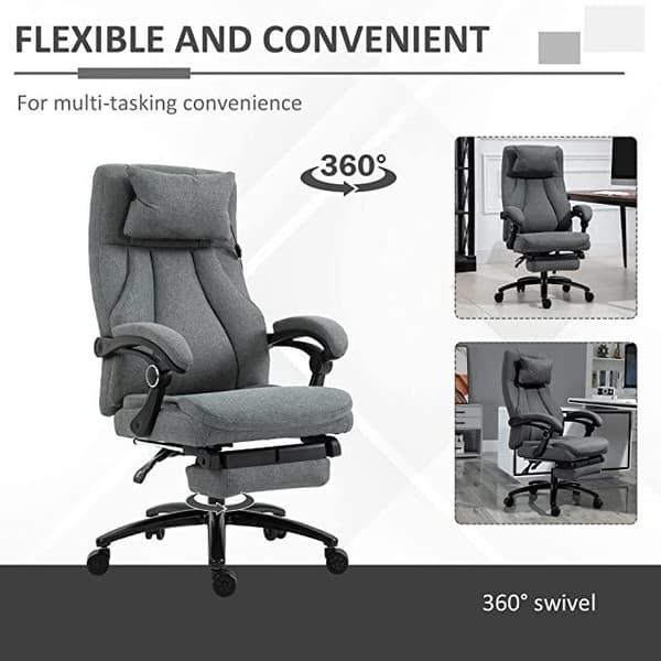Rootz Kontorstol - Massagestol - Executive Chair - Gaming Chair - Drejestol - Grå - 60 x 68 x 109-117 cm