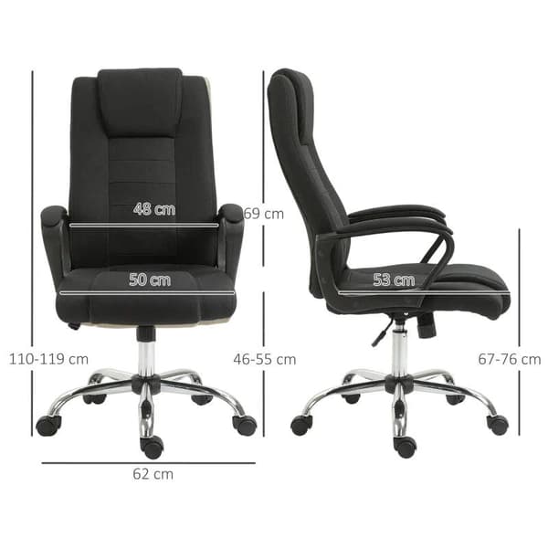 Rootz Kontorsstol - Datorstol - Vippfunktion - Nackstöd - Ergonomisk skrivbordsstol - Svart - 62 x 62 x 110-119 cm