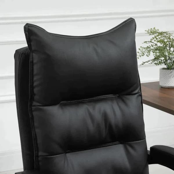 Rootz kontorsstol - Skrivbordsstol - Snurrstol - Fotstöd - Justerbar i höjdled - konstläder - Svart - 66 x 72 x 122-130 cm