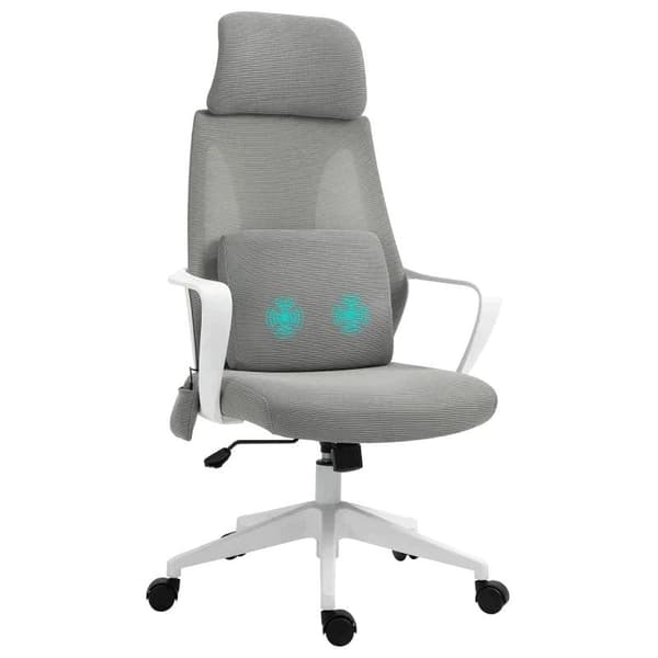 Rootz-työtuoli - Hierontatuoli - Hierontatoiminnolla varustettu johtajan tuoli - Korkeussäädettävä - Kääntyvä tuoli - Ergonominen pelituoli - Harmaa -