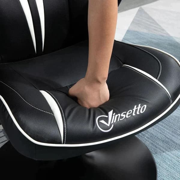 Rootz Gaming Chair - Ergonomisk computerstol - Drejestol - Med Vippefunktion - Sort/Hvid - 67 cm x 75 cm x 112 cm