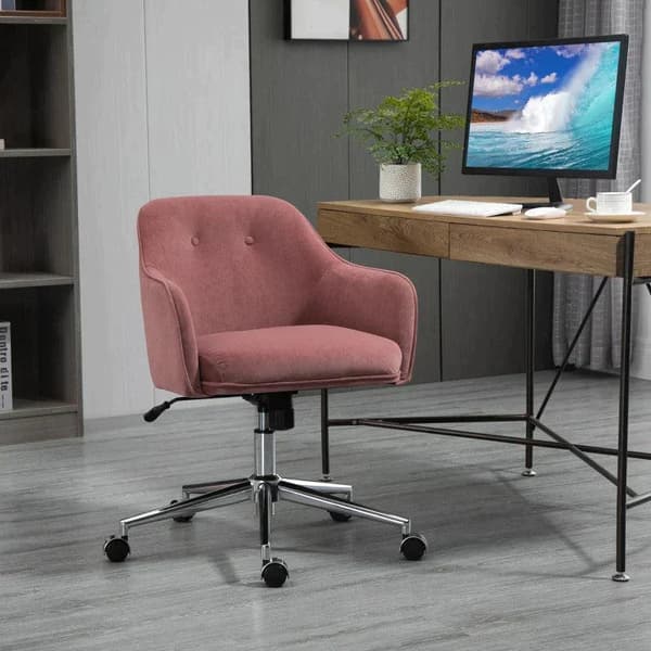Rootz Kontorstol - Skrivebordsstol - Arbejdsstol - Drejestol - Med Vippefunktion - Pink - 61 X 59 X 80,5-90,5 Cm