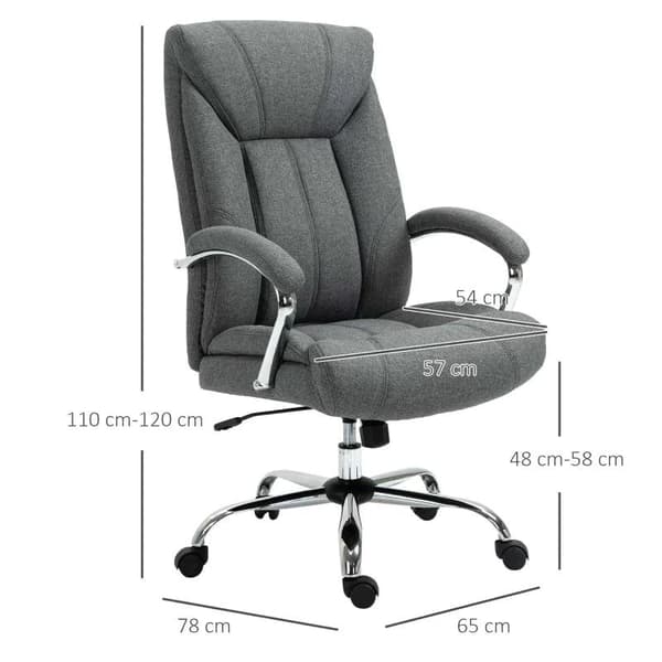 Rootz kontorsstol - Kontorsstol med vippfunktion - Ergonomisk stol - Skrivbordsstol - Vridstol med ryggstöd - Justerbar i höjdled - Grå - 65 x 78 x 11