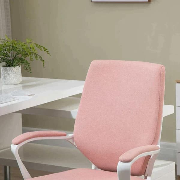 Rootz-toimistotuoli - Työtuoli - Kotitoimistotuoli - Keinutoiminnolla - Pinkki/Valkoinen - 62x69x92-100 cm