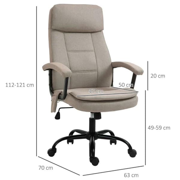 Rootz Kontorstol - Massagestol - Højdejusterbar Executive Chair - Gaming stol med massagefunktion - Ergonomisk drejestol - Lændehvirvelmassage - Beige