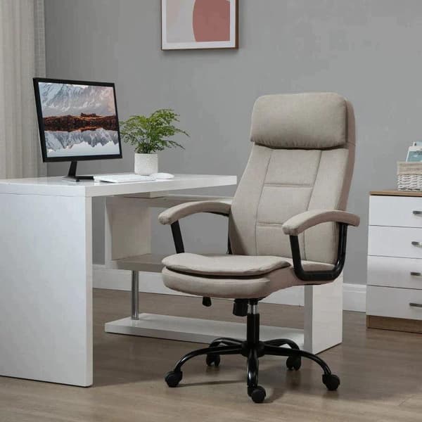 Rootz Kontorstol - Massagestol - Højdejusterbar Executive Chair - Gaming stol med massagefunktion - Ergonomisk drejestol - Lændehvirvelmassage - Beige