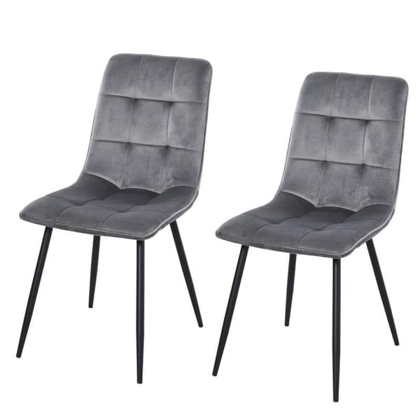 Rootz Sæt med 2 Spisestuestole - Polstrede Stole - Køkkenstole - Spisebord - Skummetal - Grå/Sort - 45 x 63 x 90 cm