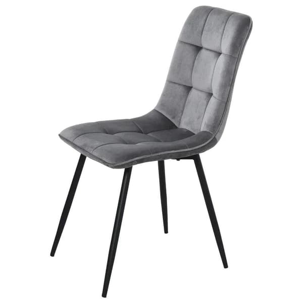 Rootz Sæt med 2 Spisestuestole - Polstrede Stole - Køkkenstole - Spisebord - Skummetal - Grå/Sort - 45 x 63 x 90 cm
