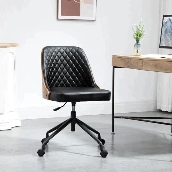 Rootz Kontorstol - Skrivebordsstol - Drejestol - Hjemmekontorstol - Højdejusterbar - Sort - 48,5 x 54,5 x 81-87 cm