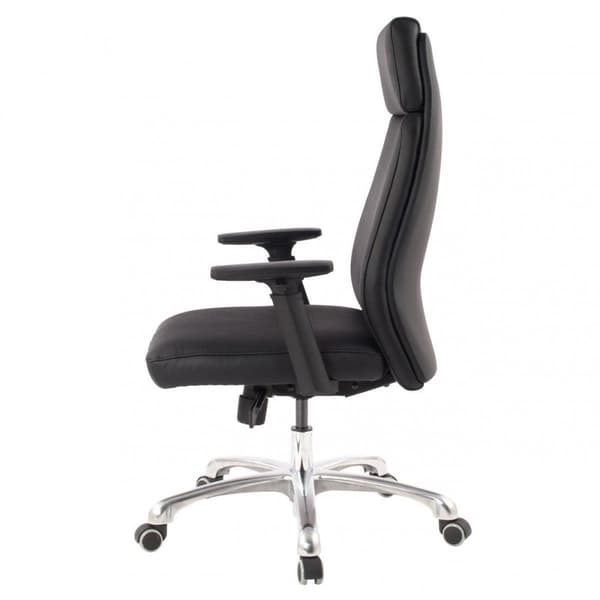 Rootz-työtuoli aitoa nahkaa musta ergonominen niskatuella - Design Executive -tuoli Ergonominen työpöytä kallistustoiminnolla - Kääntyvä tuoli käsinoj