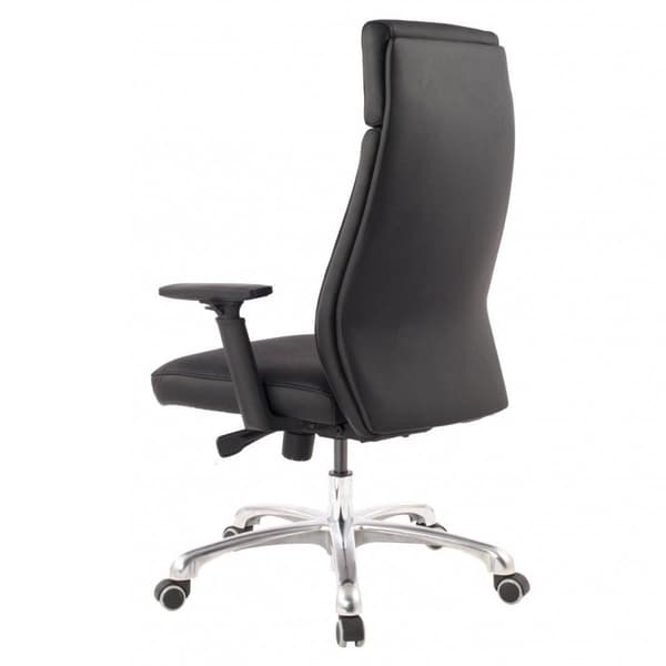 Rootz-työtuoli aitoa nahkaa musta ergonominen niskatuella - Design Executive -tuoli Ergonominen työpöytä kallistustoiminnolla - Kääntyvä tuoli käsinoj