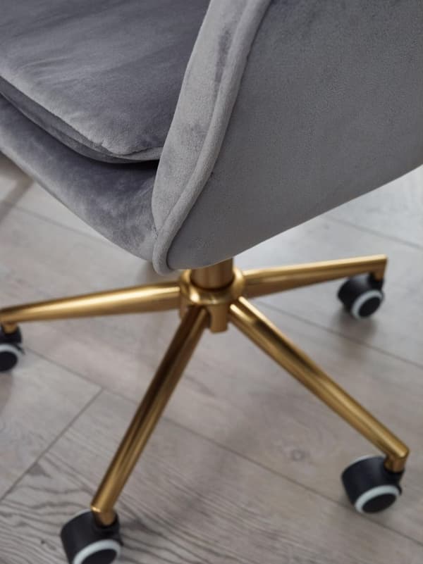 Rootz skrivebord fløjlsgrå - Design drejestol med ryglæn - Arbejdsstol 120 kg højdejusterbar - Skalstol med hjul - Drejestol