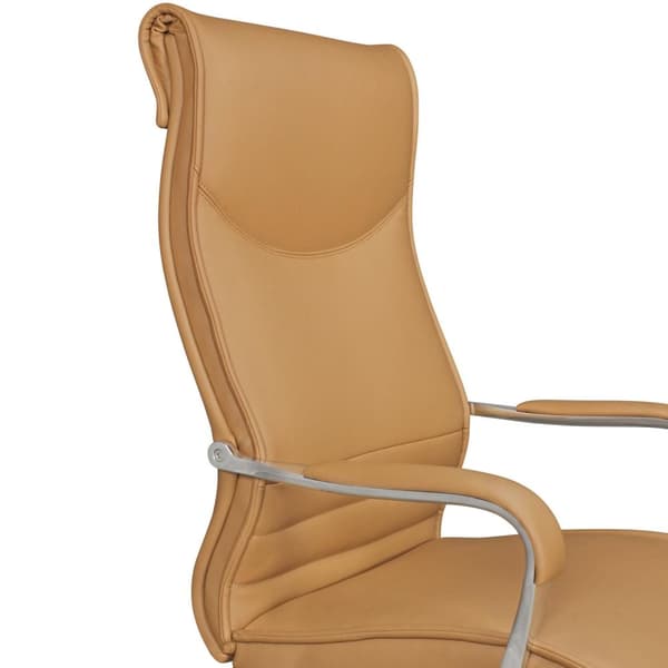 Rootz kontorstolebetræk imiteret læder karamel design skrivebordsstol X-XL 150 kg executive stol højdejusterbar drejestol ergonomisk med armlæn polstr