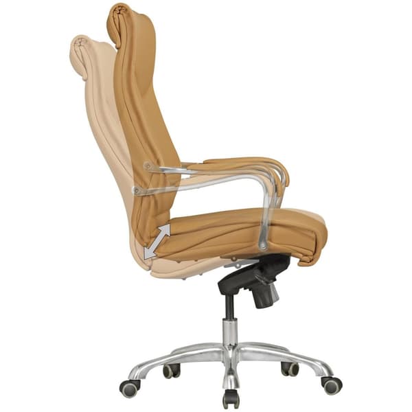 Rootz kontorstolebetræk imiteret læder karamel design skrivebordsstol X-XL 150 kg executive stol højdejusterbar drejestol ergonomisk med armlæn polstr