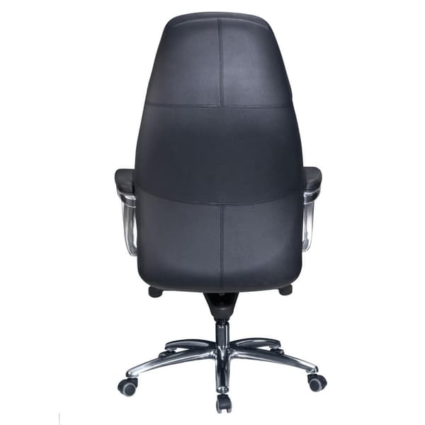 Rootz designer kontorsstolsöverdrag svart äkta läder skrivbordsstol upp till 120 kg - XXL design executive stol, höj- och sänkbar - Ergonomisk snurrst