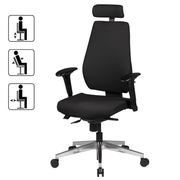 Rootz Chair Pöytätuoli Kangas Musta Executive Chair Modern - Kääntyvä tuoli synkronisella mekanismilla - Työtuoli niskatuella 120kg - Toimistonojatuol