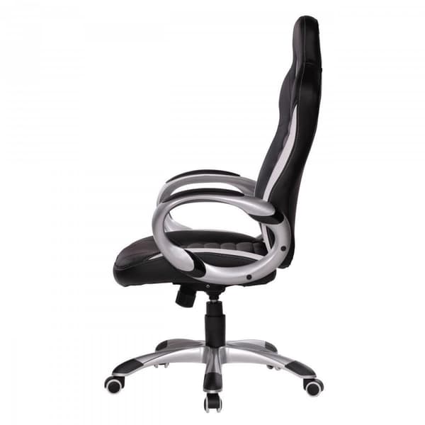 Rootz kontorstol læderlook sort gaming lederstol med polstrede armlæn 110 kg sportssæde drejestol nakkestøtte skrivebordsstol gamer design moderne dre