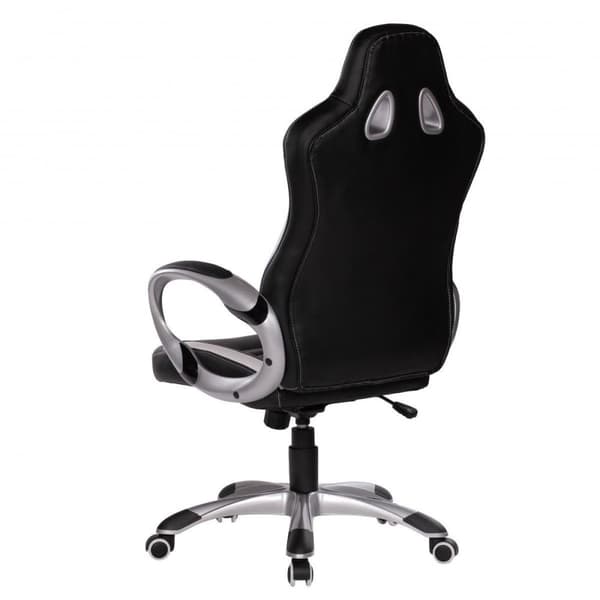 Rootz kontorstol læderlook sort gaming lederstol med polstrede armlæn 110 kg sportssæde drejestol nakkestøtte skrivebordsstol gamer design moderne dre