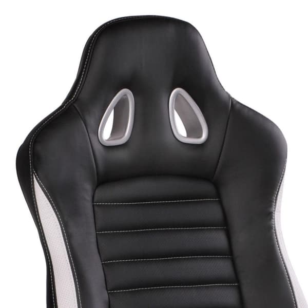 Rootz kontorstol læderlook sort gaming lederstol med polstrede armlæn 110 kg sportssæde drejestol nakkestøtte skrivebordsstol gamer design moderne dre