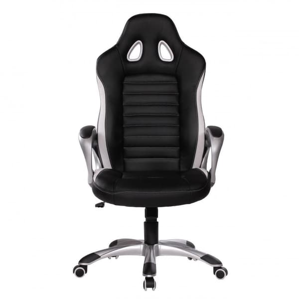 Rootz kontorstol læderlook sort gaming lederstol med polstrede armlæn 110 kg sportssæde drejestol nakkestøtte skrivebordsstol gamer design moderne dre