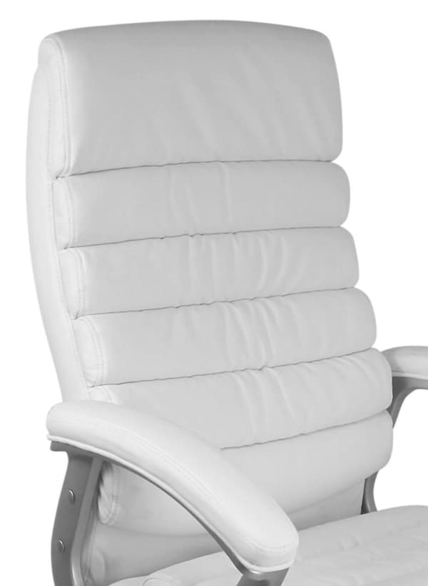 Rootz työtuoli tekonahka valkoinen ergonominen niskatuella - Design Executive Chair Pöytätuoli pyyhkimistoiminnolla - Kääntyvä tuoli korkea selkänoja