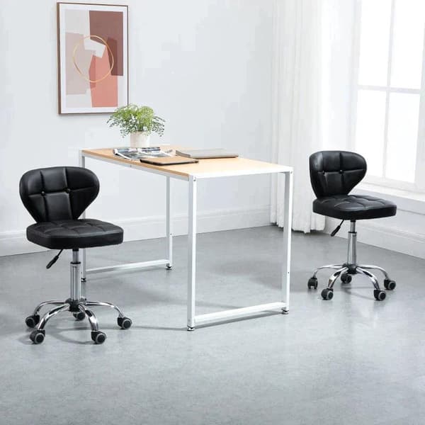 Rootz sæt med 2 arbejdsskamler - Barstole - Saloonskamler - Imiteret læder - Mørkegrå - 45W x 47D x 72-87H cm