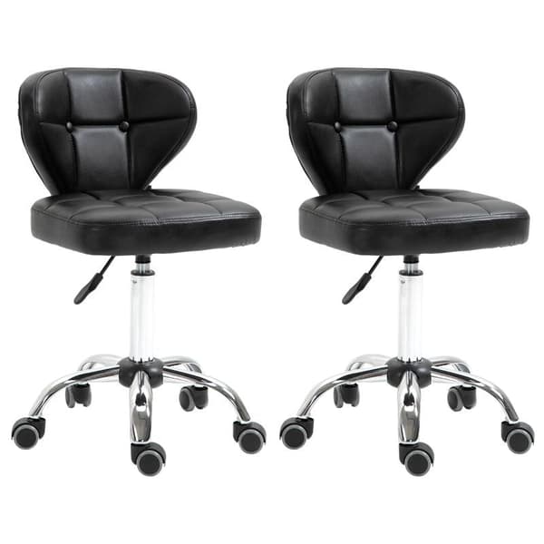 Rootz set med 2 arbetspallar - Barstolar - Salongpallar - Läderimitation - Mörkgrå - 45W x 47D x 72-87H cm
