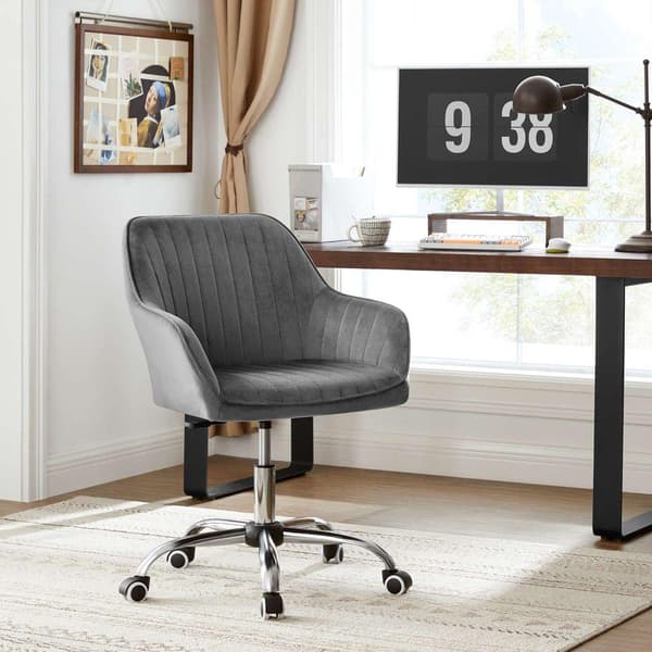 Rootz Kontorstol - Drejestol - Spillestol - Skrivebordsstol - Arbejdsstol - Computerstol - Rullestol - Grå - 64 x 62 x (80-90) cm (L x B x H)