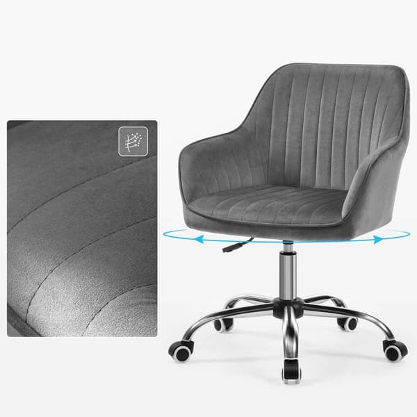 Rootz Kontorstol - Drejestol - Spillestol - Skrivebordsstol - Arbejdsstol - Computerstol - Rullestol - Grå - 64 x 62 x (80-90) cm (L x B x H)