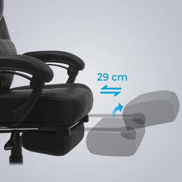 Rootz Pelituoli - Työtuoli - Ergonominen pelituoli - Esports-pelituoli - Pöytätuoli - Jalkatuella ja niskatuella - Musta - 70 x 64 x (120-128) cm