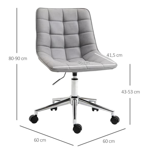 Rootz Kontorstol - Drejestol - Afslappet kontorstol - Arbejdsstol - Skrivebordsstol - Højdejusterbar - 360° roterende - Lysegrå - 60x60x90 cm